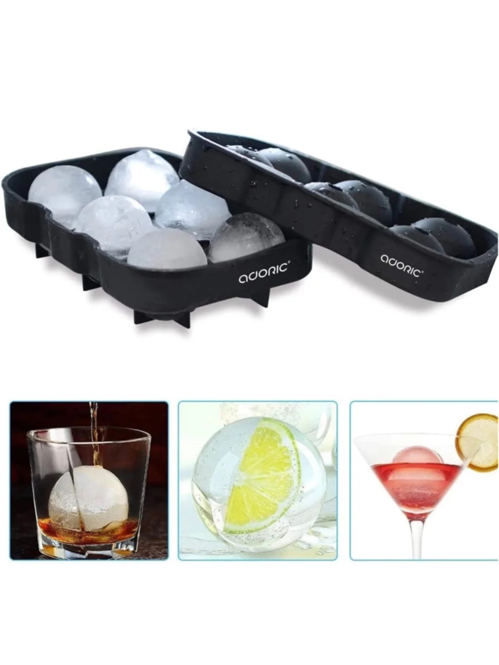 Adoric Black Silicone Sphere Ice Cube Tray